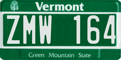 VT license plate ZMW164