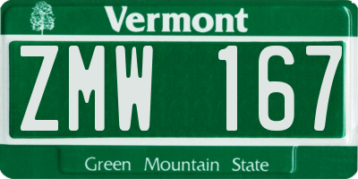 VT license plate ZMW167