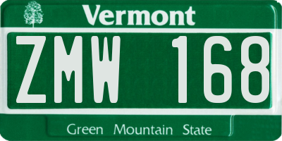 VT license plate ZMW168