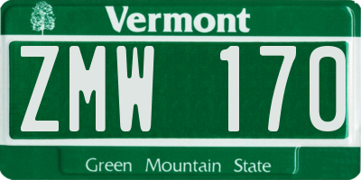 VT license plate ZMW170