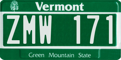 VT license plate ZMW171