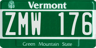 VT license plate ZMW176