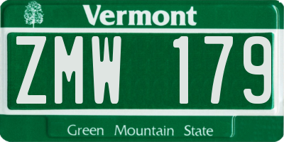 VT license plate ZMW179