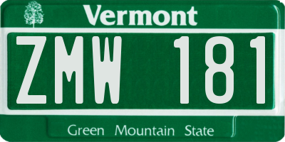 VT license plate ZMW181