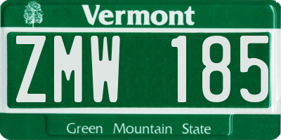 VT license plate ZMW185