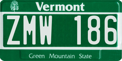 VT license plate ZMW186