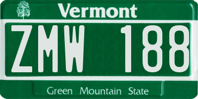 VT license plate ZMW188