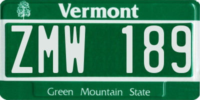 VT license plate ZMW189