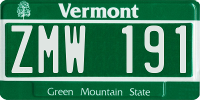 VT license plate ZMW191