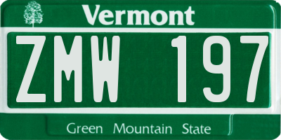 VT license plate ZMW197