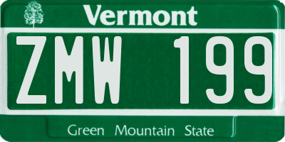 VT license plate ZMW199