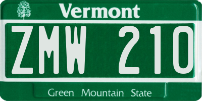VT license plate ZMW210