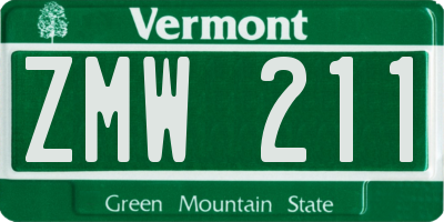 VT license plate ZMW211