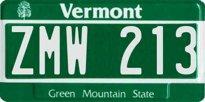 VT license plate ZMW213