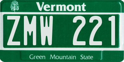 VT license plate ZMW221