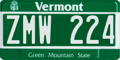 VT license plate ZMW224