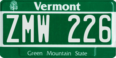 VT license plate ZMW226