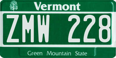 VT license plate ZMW228