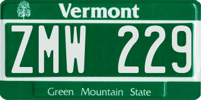 VT license plate ZMW229