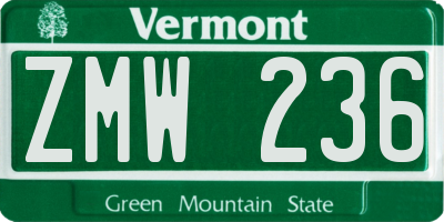 VT license plate ZMW236