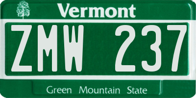 VT license plate ZMW237