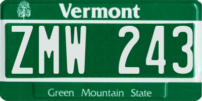 VT license plate ZMW243