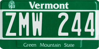 VT license plate ZMW244