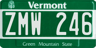 VT license plate ZMW246