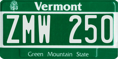 VT license plate ZMW250
