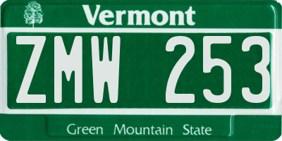 VT license plate ZMW253