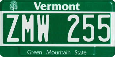 VT license plate ZMW255
