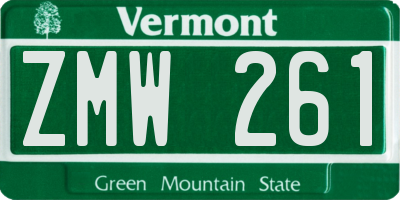 VT license plate ZMW261