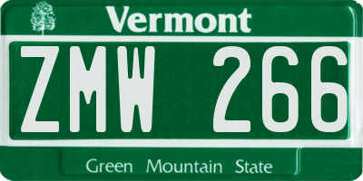 VT license plate ZMW266