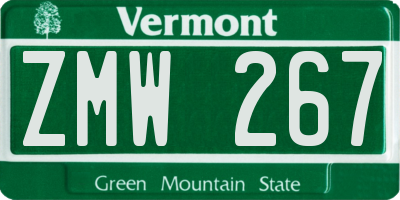 VT license plate ZMW267
