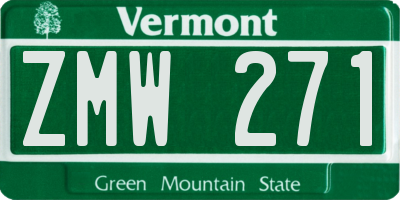 VT license plate ZMW271