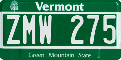 VT license plate ZMW275