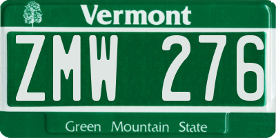 VT license plate ZMW276