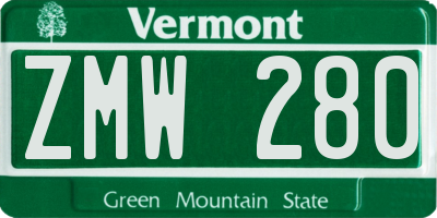 VT license plate ZMW280