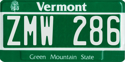 VT license plate ZMW286