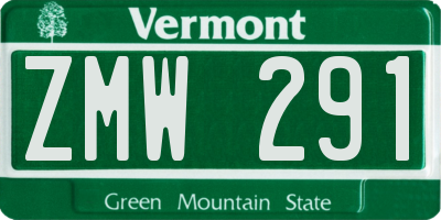 VT license plate ZMW291