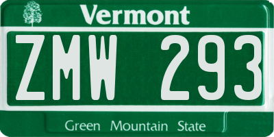 VT license plate ZMW293