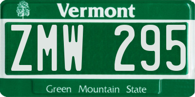 VT license plate ZMW295