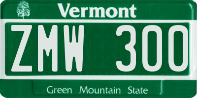VT license plate ZMW300