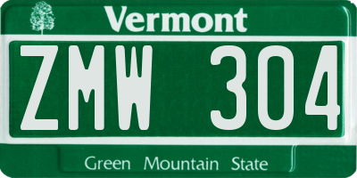 VT license plate ZMW304