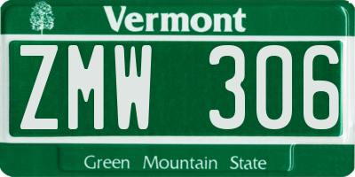 VT license plate ZMW306