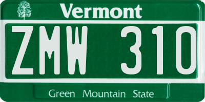 VT license plate ZMW310