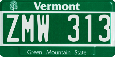 VT license plate ZMW313