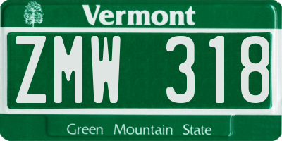 VT license plate ZMW318