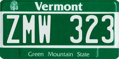 VT license plate ZMW323