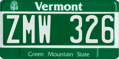 VT license plate ZMW326